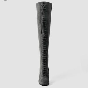 All Saints Grey Suede knee high boots